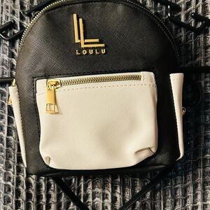 LOULU Black and White Backpack with Gold Accents